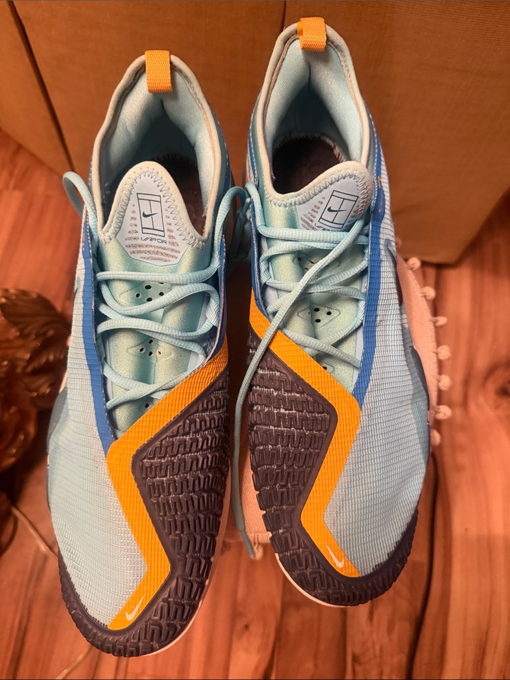 Nike Light Blue and Yellow Vapor Street Athletic Shoes